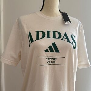 Adidas White Tee with Tennis Club Green Logo